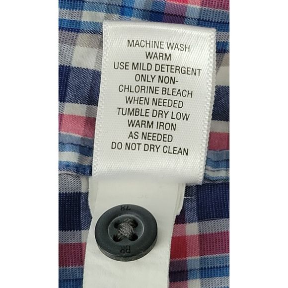 Banana Republic Men's XL Slim Fit Button Up‎ Blue Plaid Shirt Pre-Owned - Picture 10 of 10